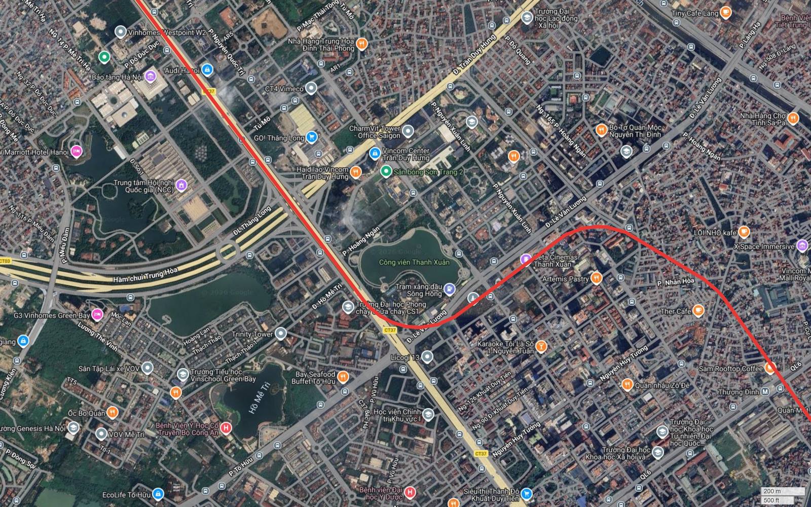 Tuyến metro số 10 Hà Nội nhập lại trục Vành đai 3 tại Trung Hòa, cạnh Hầm chui Trung Hòa và nút giao Đại lộ Thăng Long